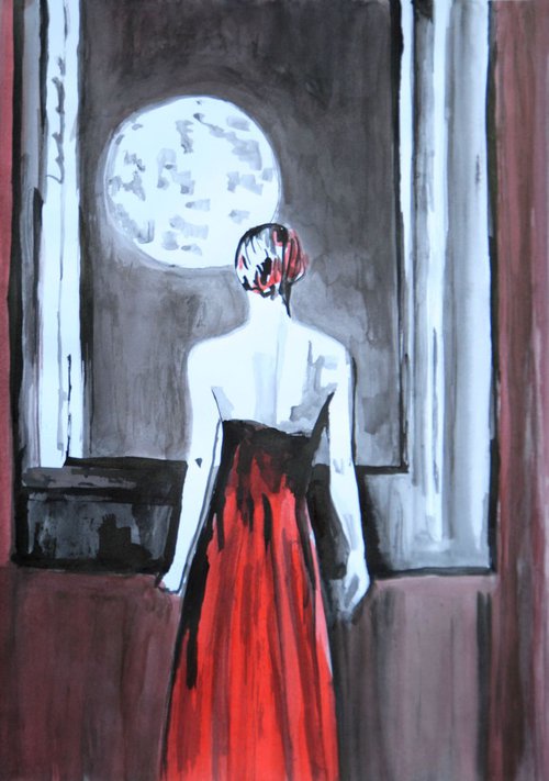 Moonlight Lady / 42 x 29.7 cm by Alexandra Djokic