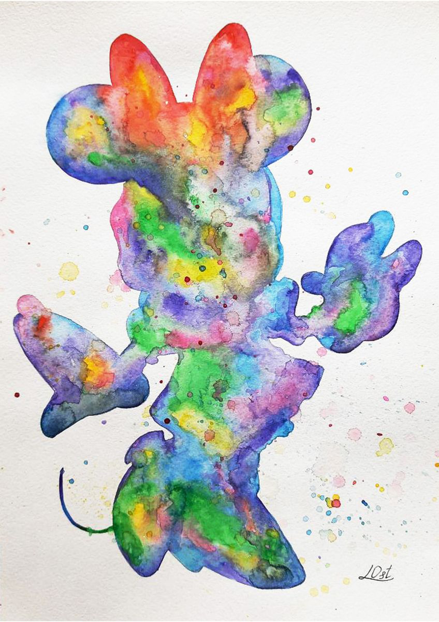 Minnie Mouse Watercolour By Luba Ostroushko Artfinder