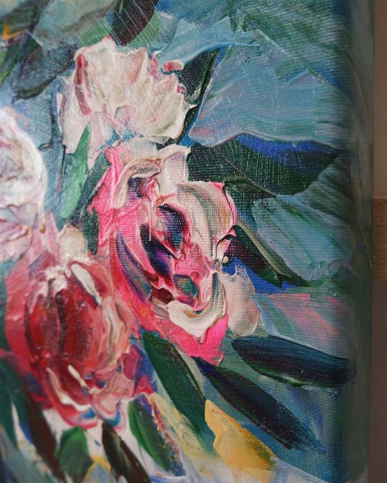 'PEONIES' - Acrylics Painting on Canvas