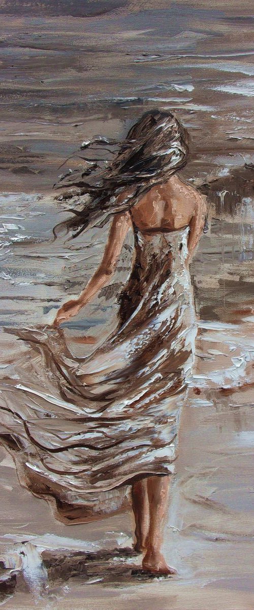 " SUMMER DREAM ... " SEA original painting palette knife GIFT MODERN URBAN ART OFFICE ART DECOR HOME DECOR GIFT IDEA by Monika Luniak
