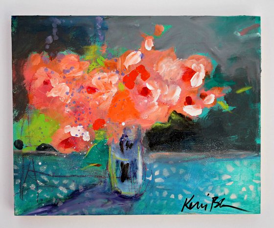 Your Own Glow Small Abstract Bouquet of Roses Still Life Floral Under 100