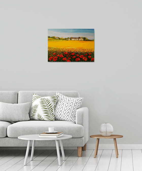 Spring  - original painting -countryside landscape