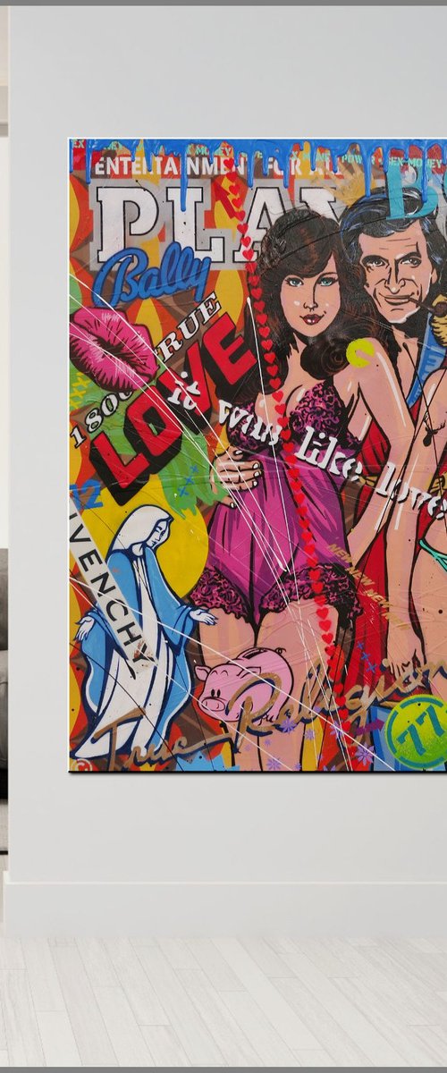 Bunnies 120cm x 120cm Hugh Hefner Urban Pop Art by Franko