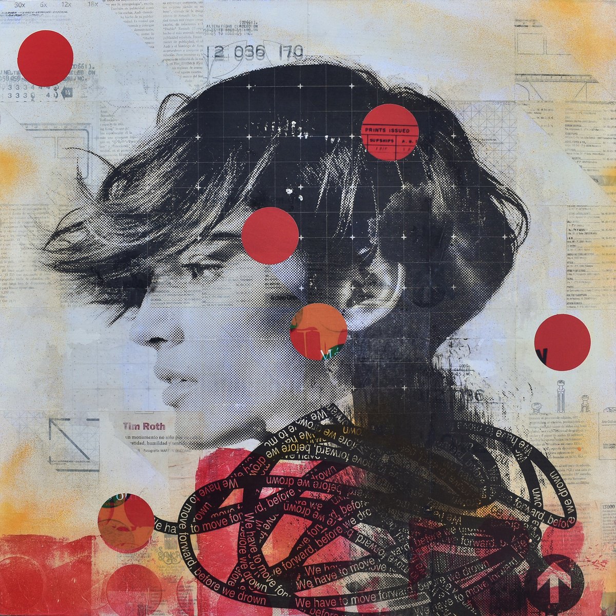 Urban And Pop Portrait Painting By Manel Villalonga, 24 X 24", 276_Before We Drown, Original Artwork