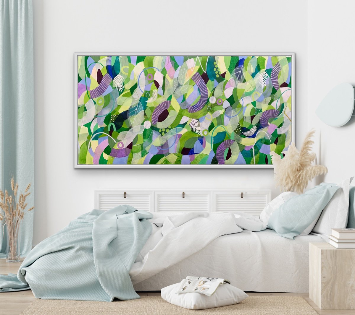 Organic Abstract Acrylic Painting By Rashna Hackett, 72 X 36", For The Love Of Spring, Original Artwork