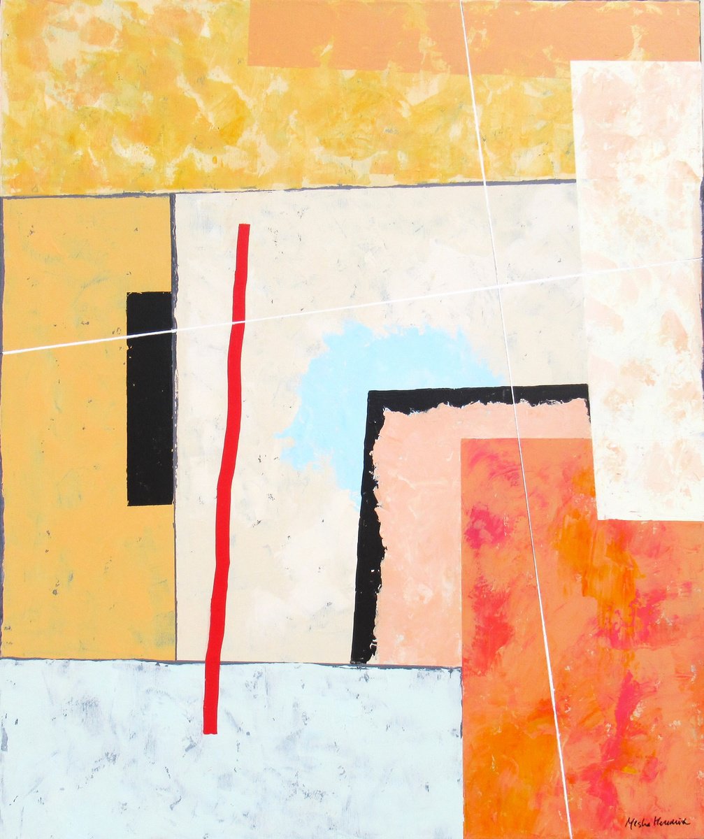 Abstract Acrylic Painting By Megha Hendrick., 30 X 35", Red Resolve., Original Artwork