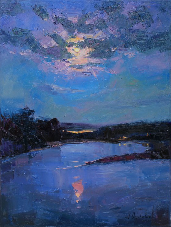 Full moon over the river