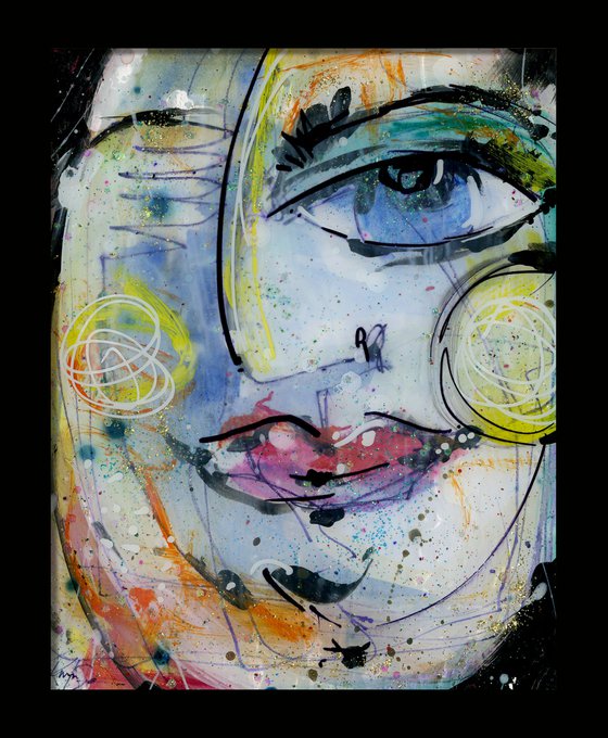 Funky Face Love 24 - Mixed Media Art by Kathy Morton Stanion