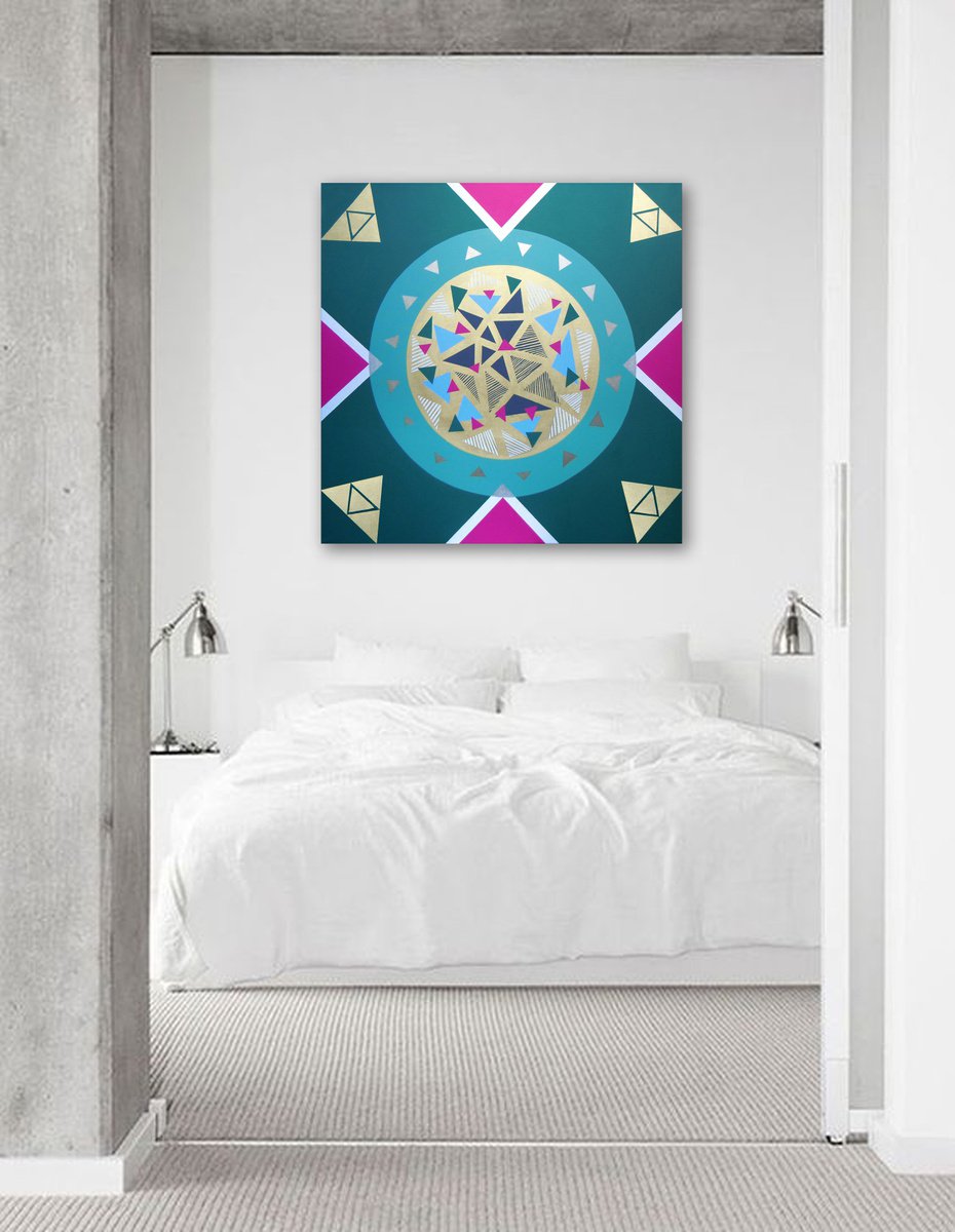 Abstract Acrylic Painting By Lucie Jirku, 39 X 39", A New Beginning 1, Original Artwork