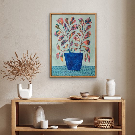 Blue Vase and Flowers