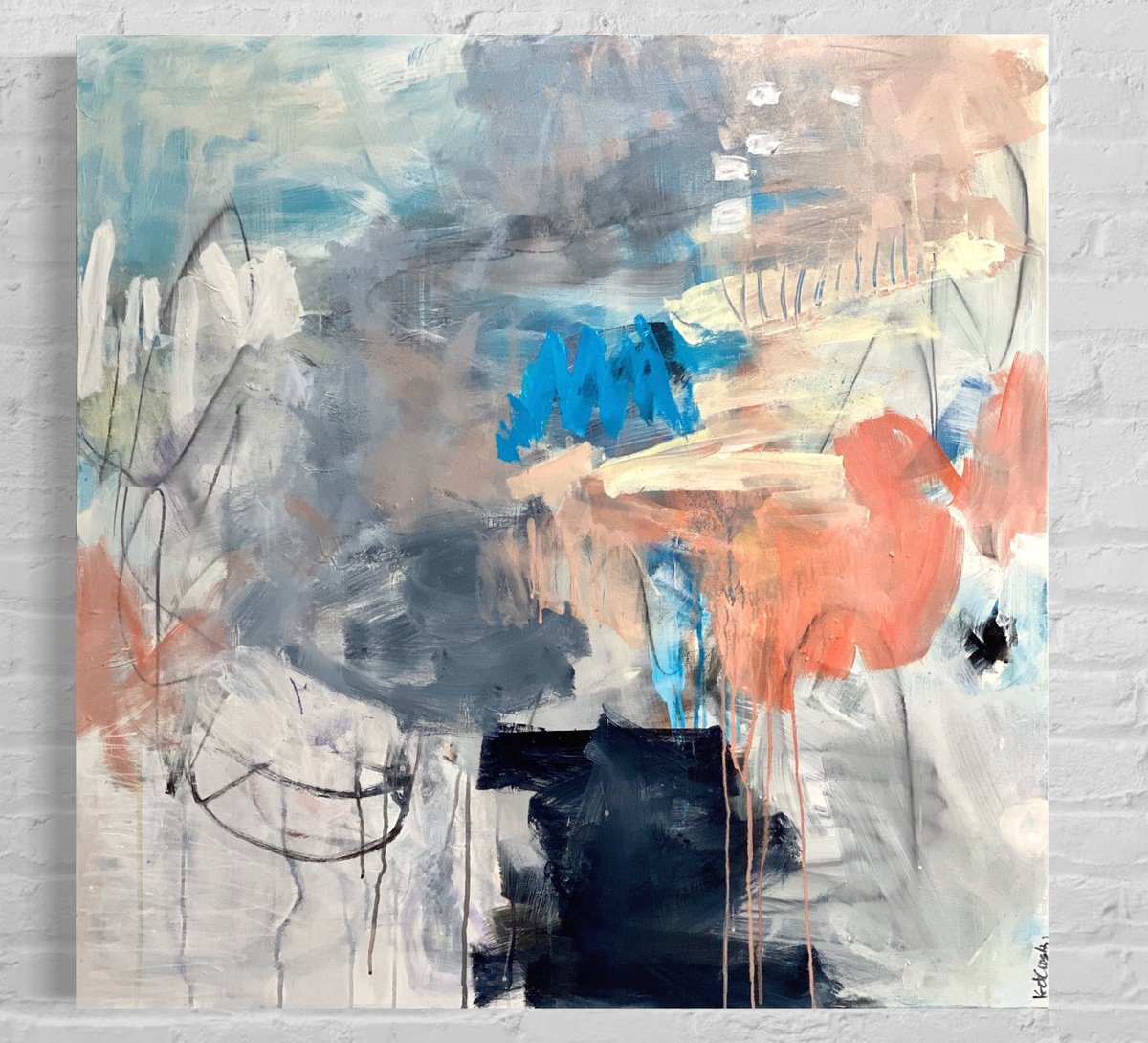 Organic Abstract Acrylic Painting By Kat Crosby, 36 X 36", I