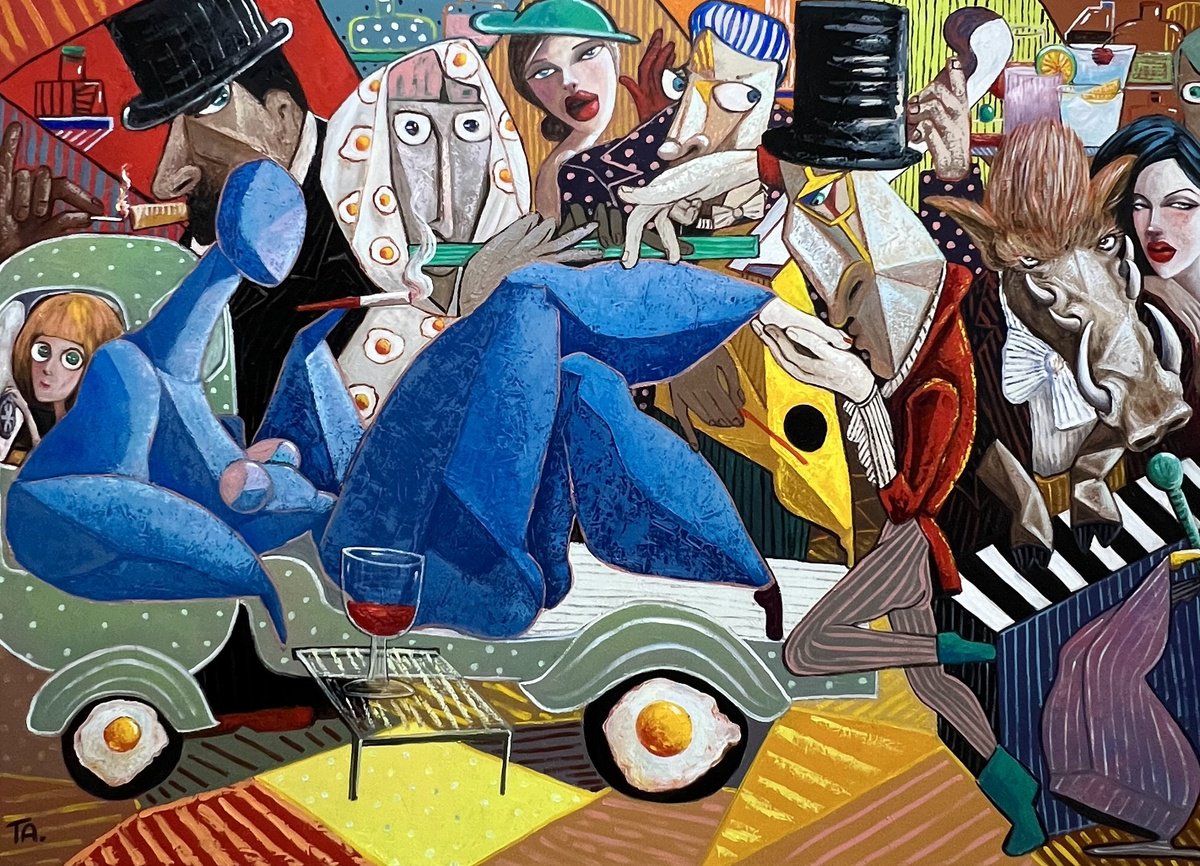 Surrealistic Oil Painting , Blah, Blah Blah By Ta Byrne, 71 X 51, Artwork For Sale On Artfinder