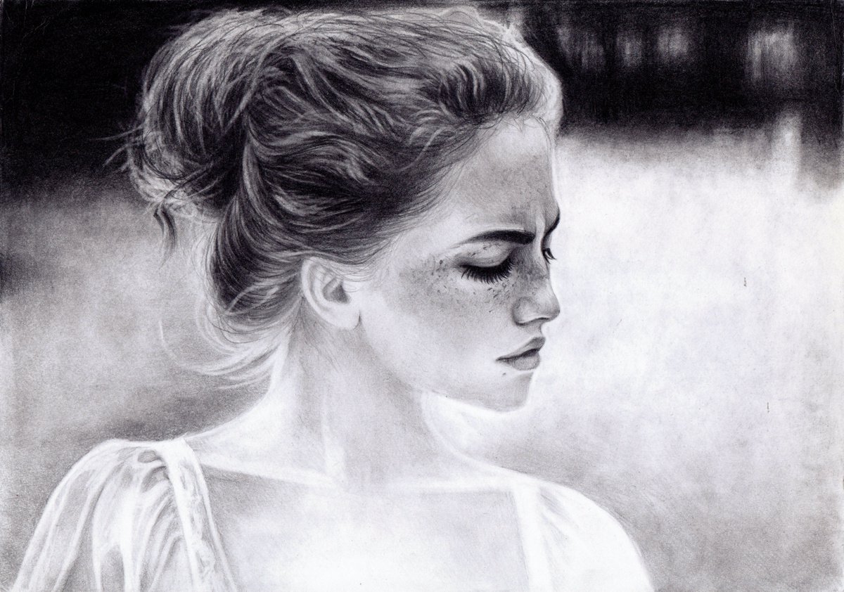 Photorealistic Portrait Pencil Drawing By Anastasia Terskih, 12 X 8, Luna, Original Artwork
