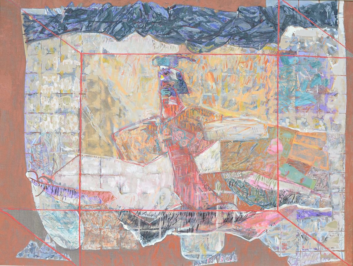 Expressive Abstract Oil Painting By Florina Breazu, 55 X 40, Run, Original Artwork