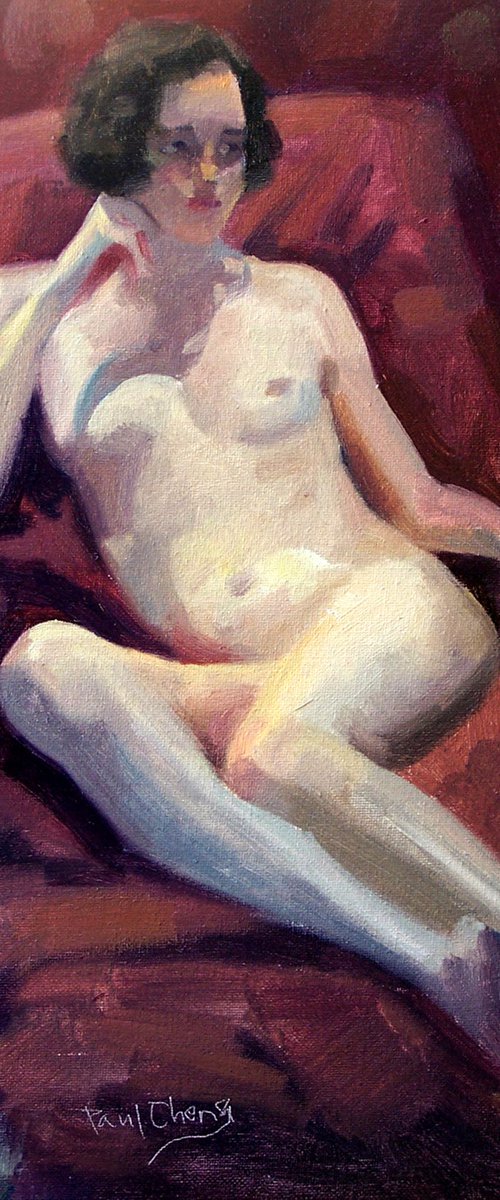 live model painting by Paul Cheng