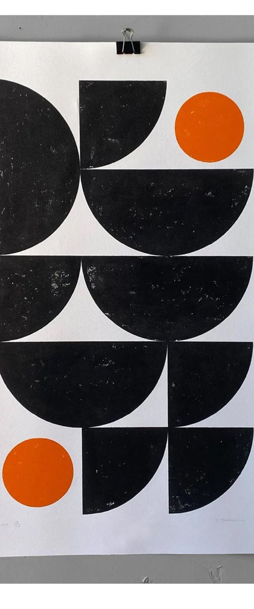 Vintage Circles - Original Block Print by Sean Thornhill