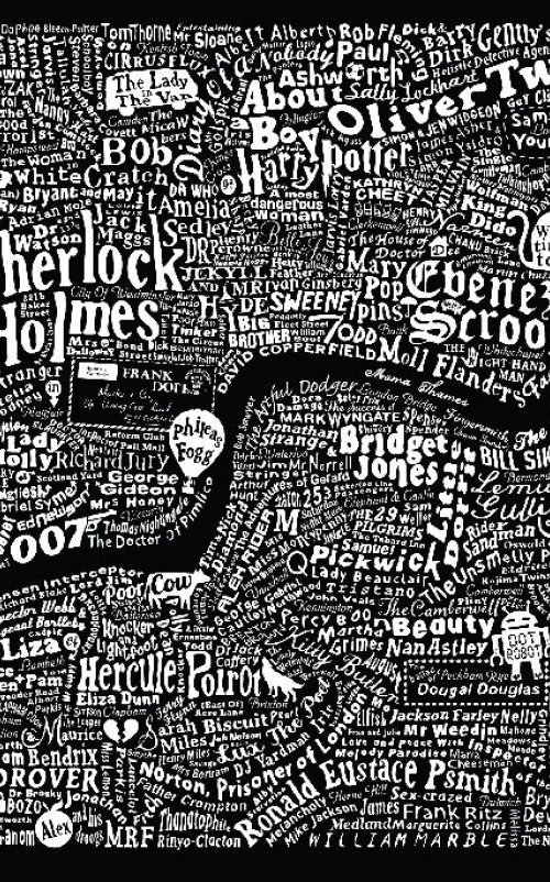 LITERARY LONDON MAP (black) by Dex