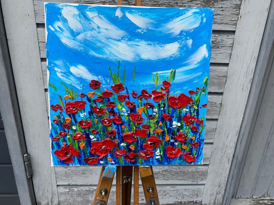 Red poppies at the meadow