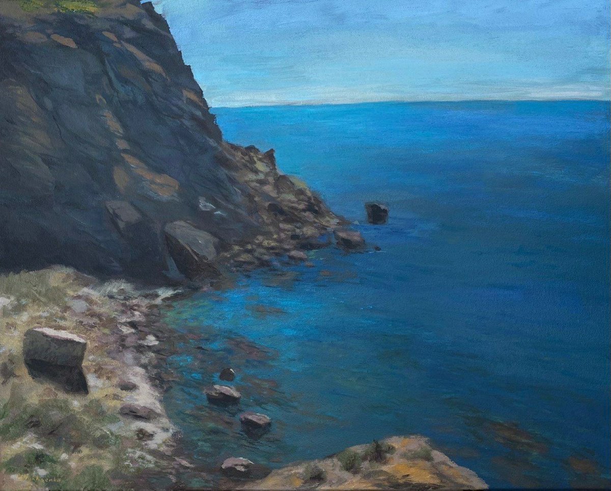 Impressionistic Landscape Oil Painting By Bohdan Vykhrenko, 20 X 16, Secret Bay, Original Artwork