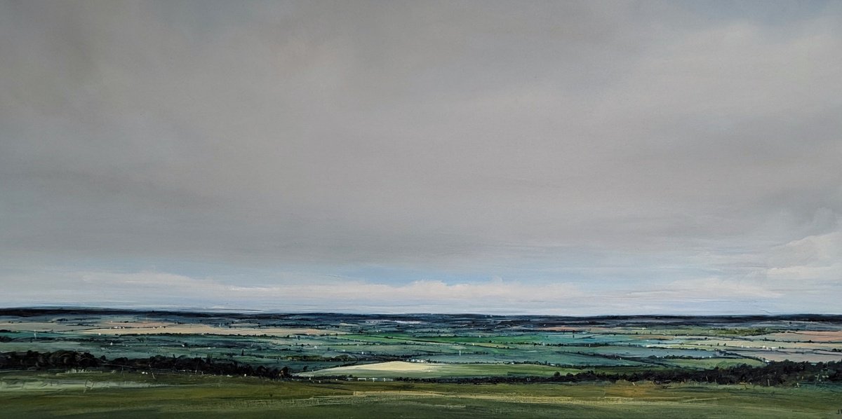 Expressive Oil Painting , Dunstable Downs Panoramic By Jo Earl, 39 X 20, Artwork For Sale On Artfinder