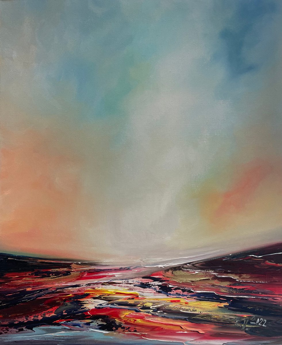 Impressionistic Landscape Oil Painting By Timea Valsami, 20 X 24", Spring Dialogues, Original Artwork