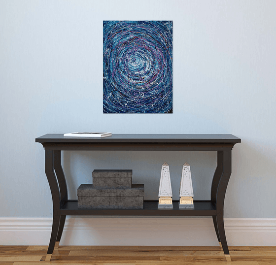 Abstract Star Trails Pollock Inspired Painting on Canvas - 18 "X 24" X 0.5"