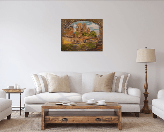 Her Majesty Notre Dame - Paris - Cityscape - Architecture - Oil Painting - Original - Plein Air - Medium Size