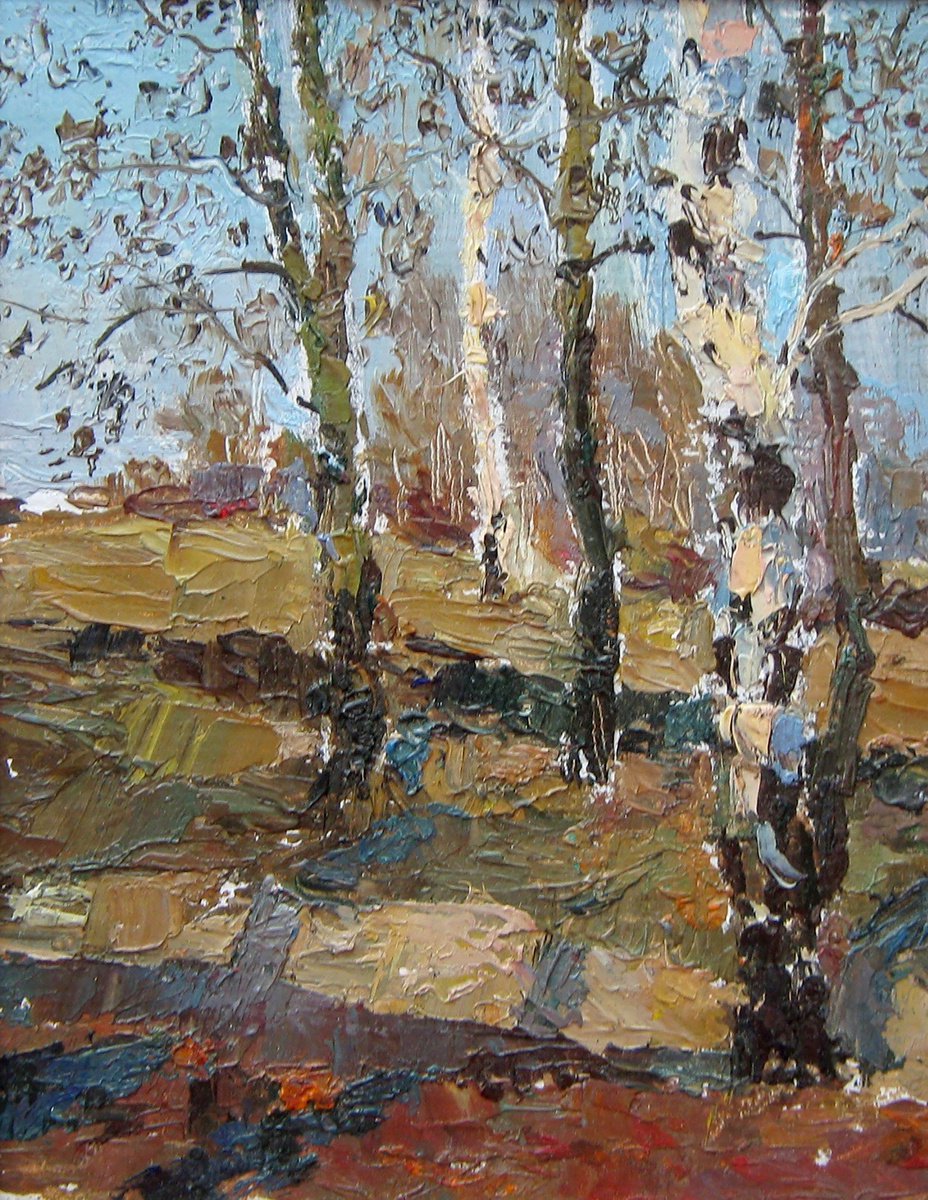 Impressionistic Landscape Oil Painting By Valeriy Savenets-1, 6 X 7", March. Etude, Original Artwork