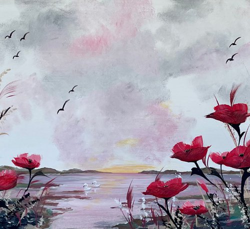 Red Poppies at Sunset by Marja Brown