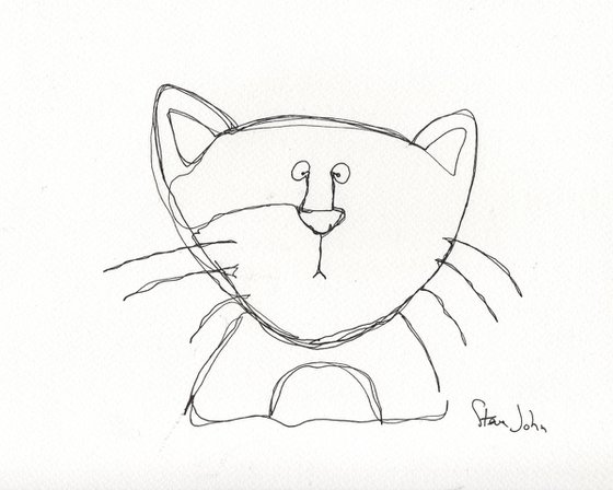 Clarence the Cross-eyed kitty. Continuous Line