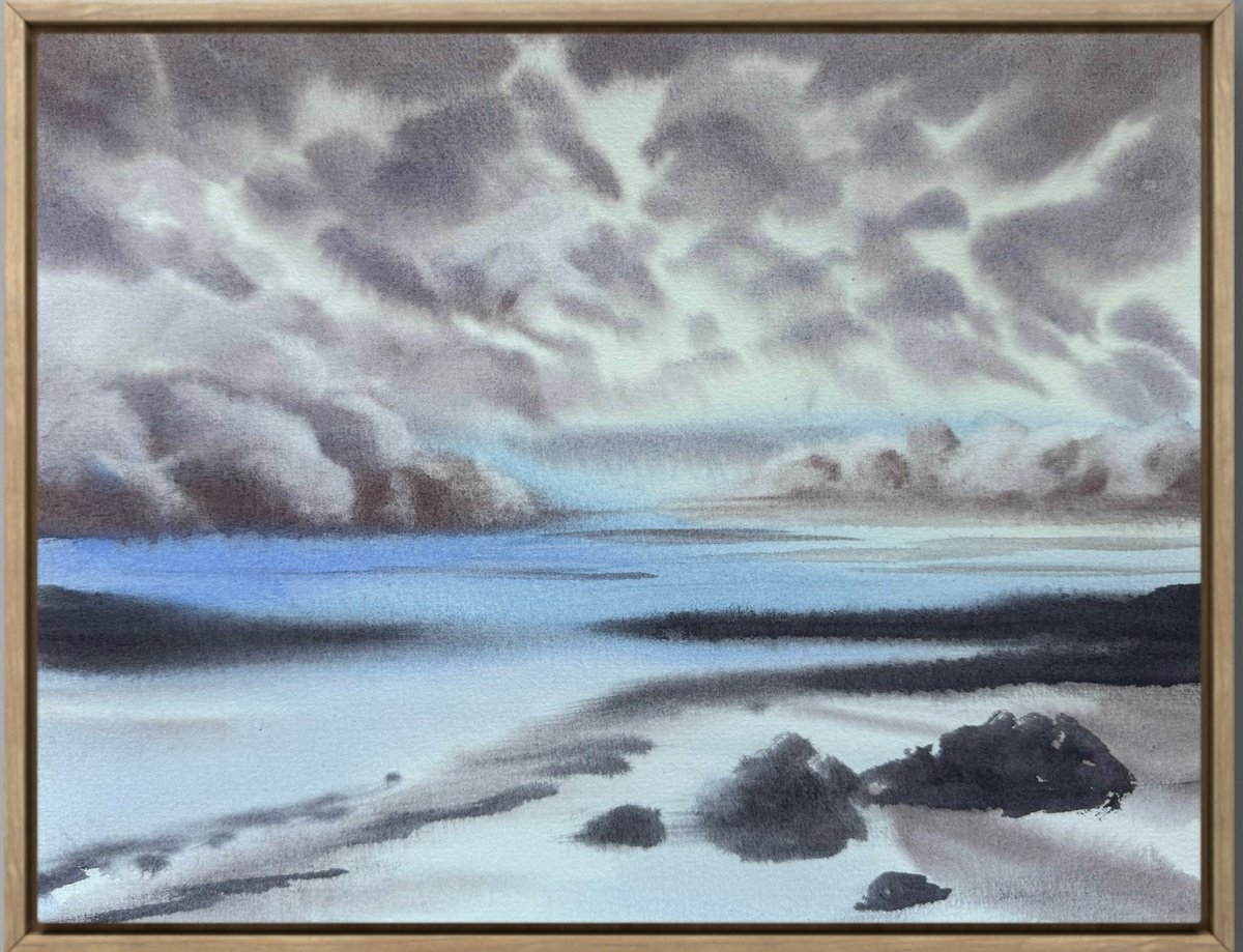 Impressionistic Watercolour , Silence Seascape Plein Air By Yuliia Sharapova, 17 X 15, Artwork For Sale On Artfinder