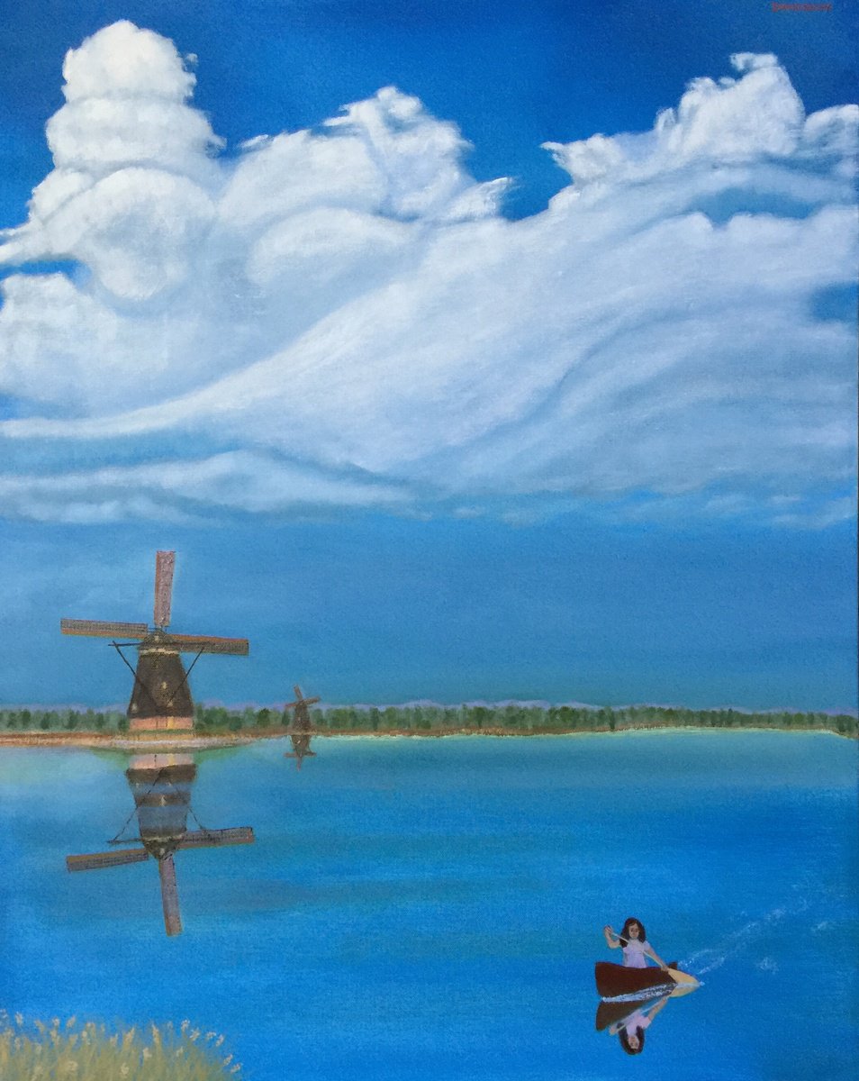 Impressionistic Landscape Oil Painting By Leslie Dannenberg, 24 X 30", Reflections, Original Artwork