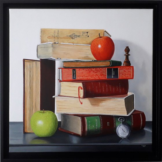 Apples on books