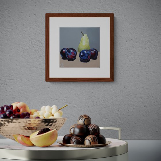 Still Life Pear And Plums