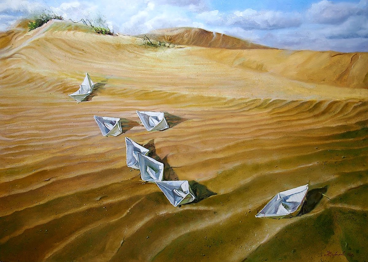 Impressionistic Landscape Oil Painting By Anatolii Varvarov, 55 X 39, Caravan, Original Artwork