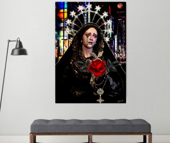 Gothic Madonna with Red Rose