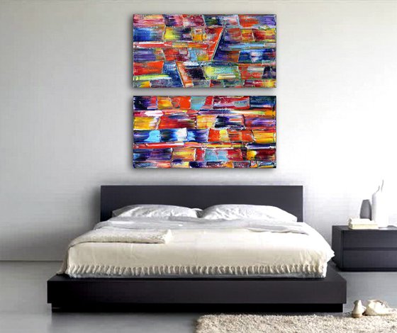 "Abundance Series" - Save As Series - Original Extra Large PMS Abstract Diptych Oil Paintings On Canvas - 48" x 48"