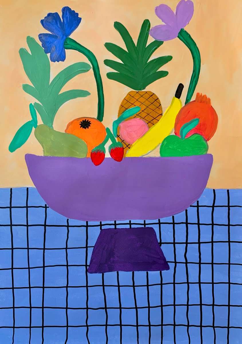 Urban And Pop Botanical Acrylic Painting By Aurora Camaiani, 14 X 20, Home, Original Artwork