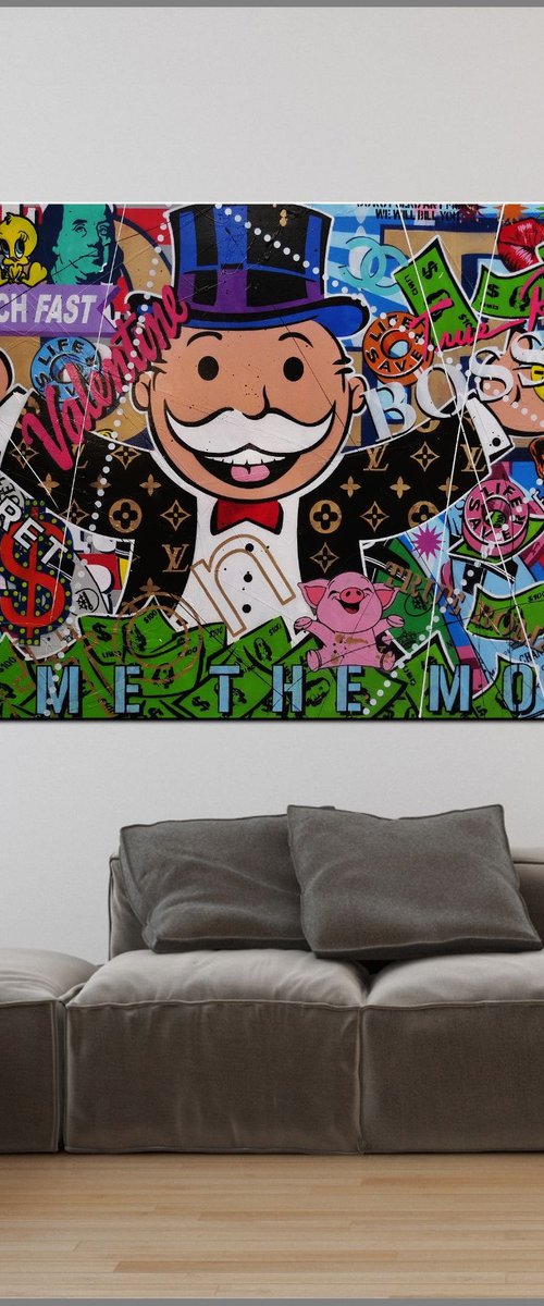 Money Money Money 270cm x 120cm Huge Textured Urban Pop Art by Franko