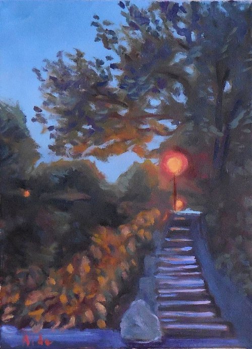 Walk at Dusk in Fort Tryon Park-1 by Aida Markiw