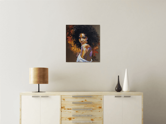 Painting portrait of a black girl - Fun