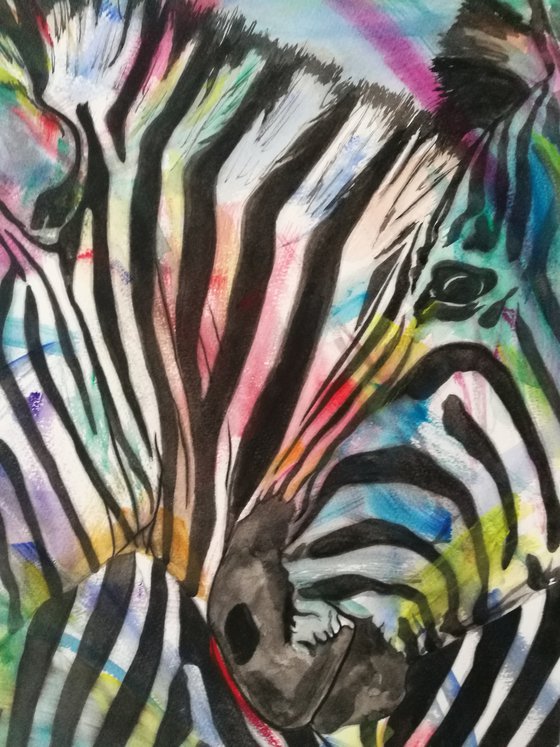 The Three Amigos. Watercolour Zebra. Free Shipping