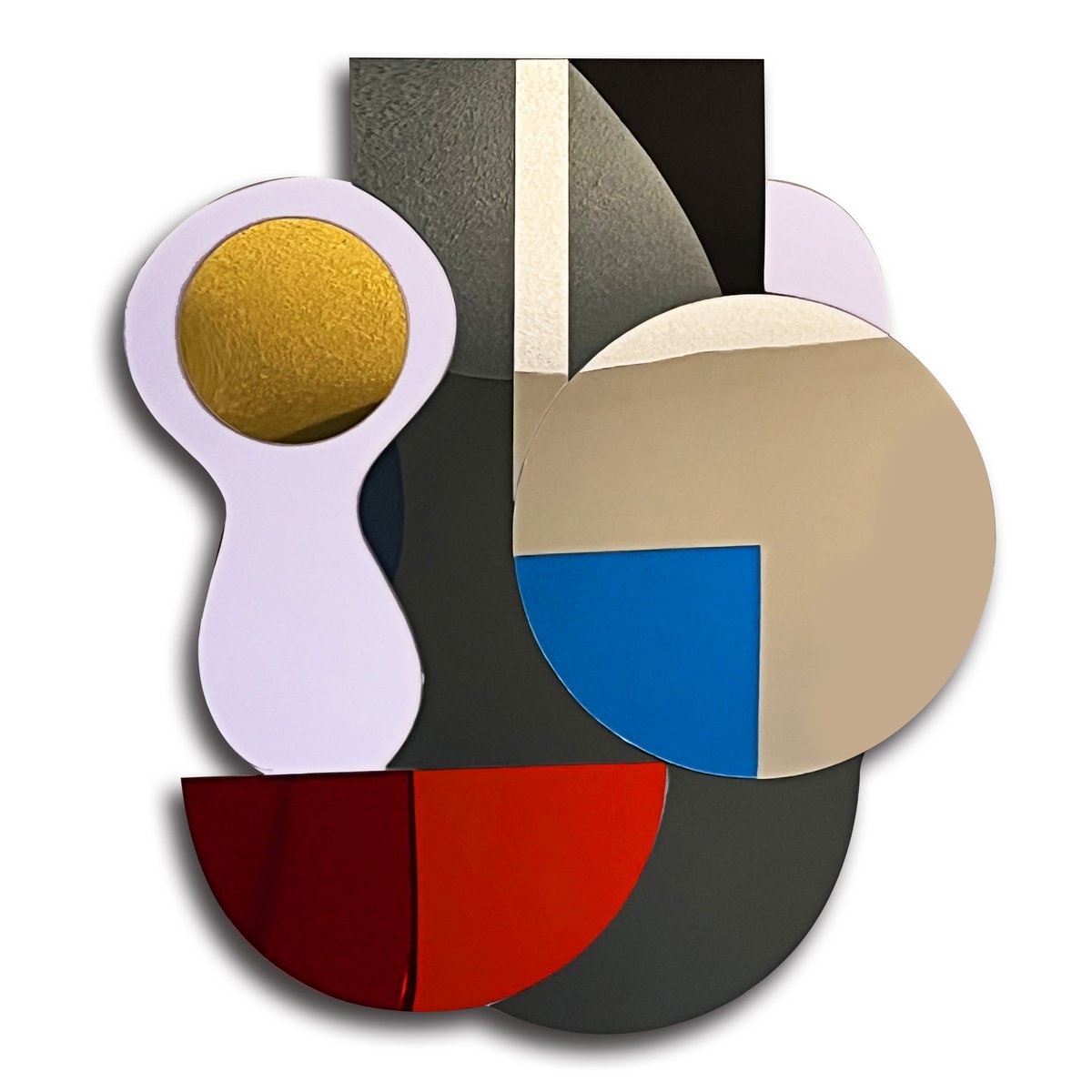 Geometric Abstract Collage By Dong Su, 22 X 24, Elements Of Balance, Original Artwork