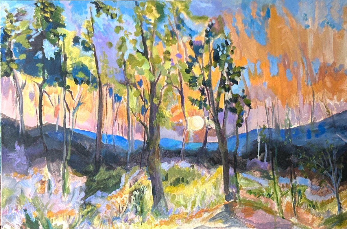 Impressionistic Landscape Acrylic Painting By Annette Wolters, 30 X 20, Rebirth, Original Artwork
