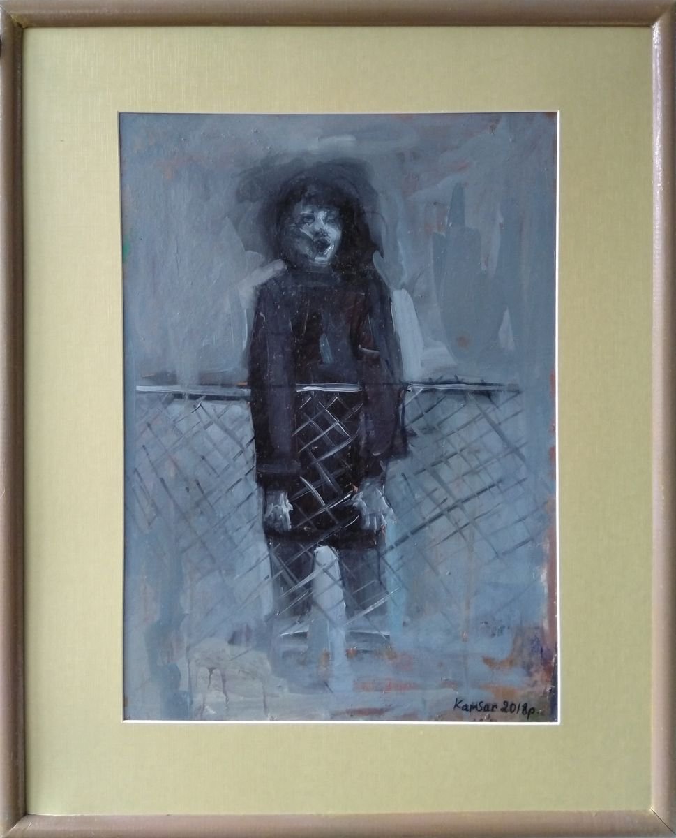 Impressionistic Portrait Oil Painting By Kamsar Ohanyan, 11 X 15", Escape(27X38Cm, Oil/Paper), Original Artwork