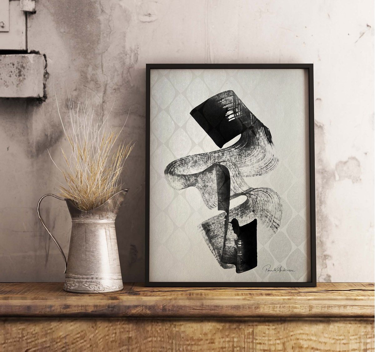 Expressive Abstract Ink Drawing By Randi Antonsen, 15 X 17", Transformer, Original Artwork