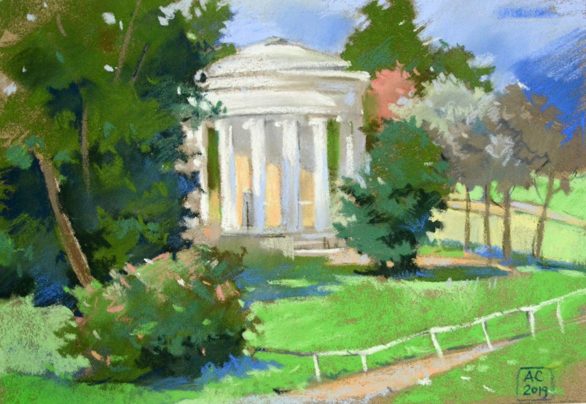 Rotunda in Pavlovsky Park. An etude in soft pastels by Alexandra Sergeeva