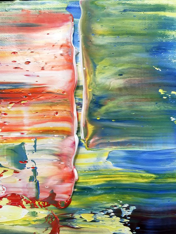 "Three's A Crowd" - FREE USA SHIPPING - Original Large PMS Abstract Triptych Oil Paintings On Canvas - 60" x 20"