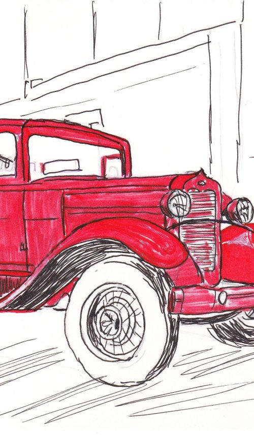 Vintage Red Old Car. by Vita Schagen