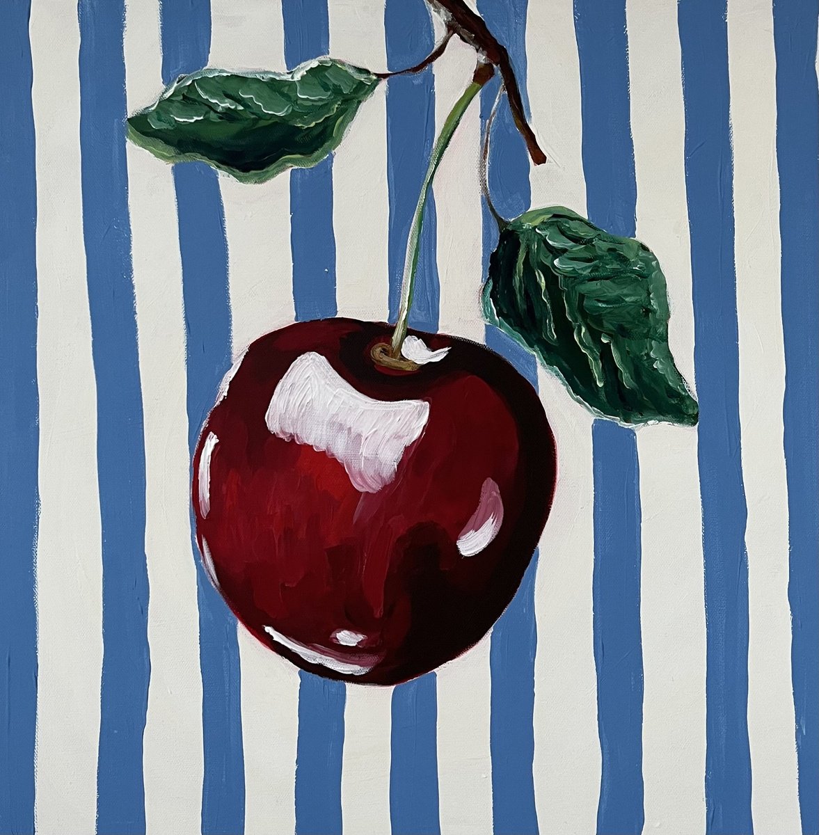 Striped Vintage Cherry By Dal Kaur, 20 X 20, Artwork For Sale On Artfinder